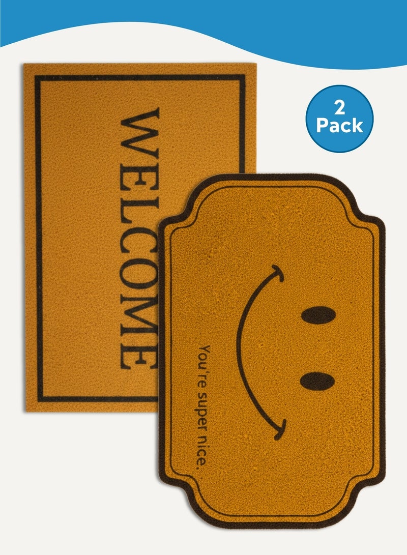 2 Pack Door Mat Outdoor Indoor, Waterproof Anti-Slip Durable Rubber Doormat Low-Profile Design Floor Front Doormat Rugs for Entryway - Image 1